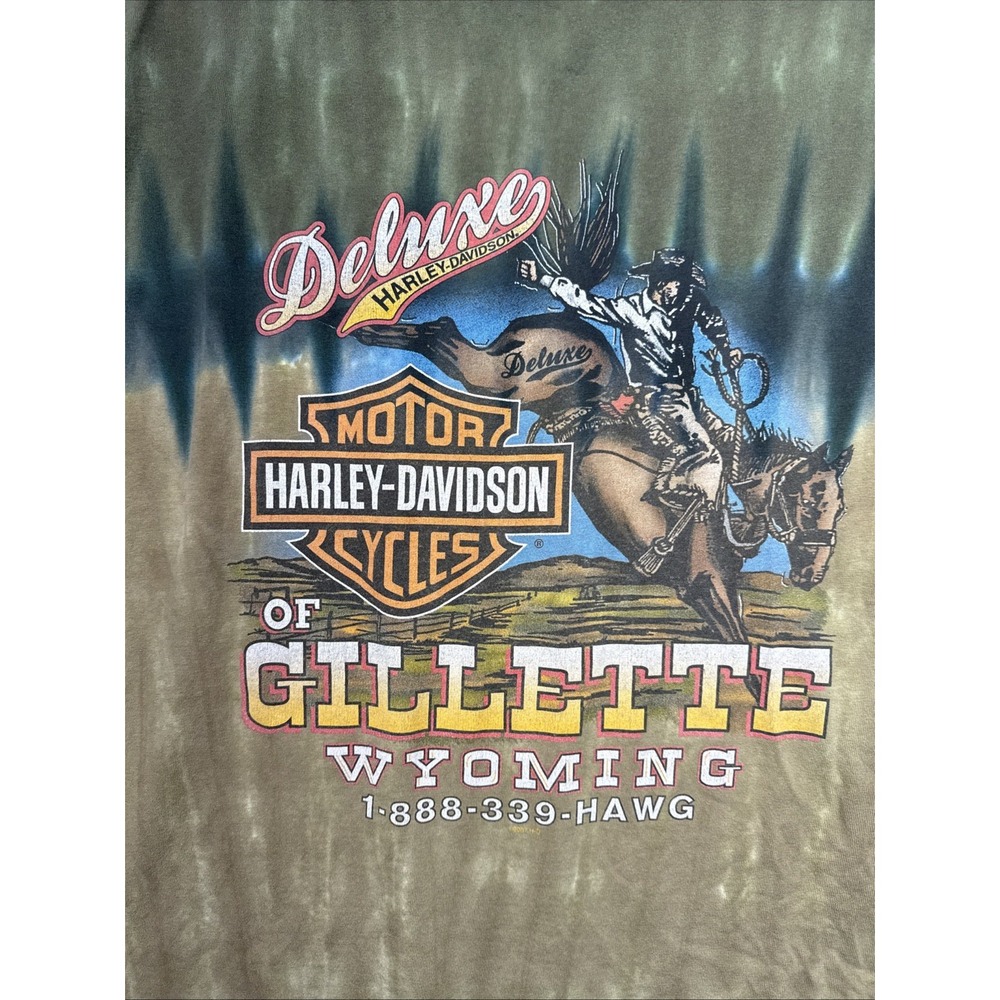 Harley-Davidson Gillette Wyoming Tie Dye Muscle Tee Mens 2XL Green R.K. Stratman - Picture 9 of 16